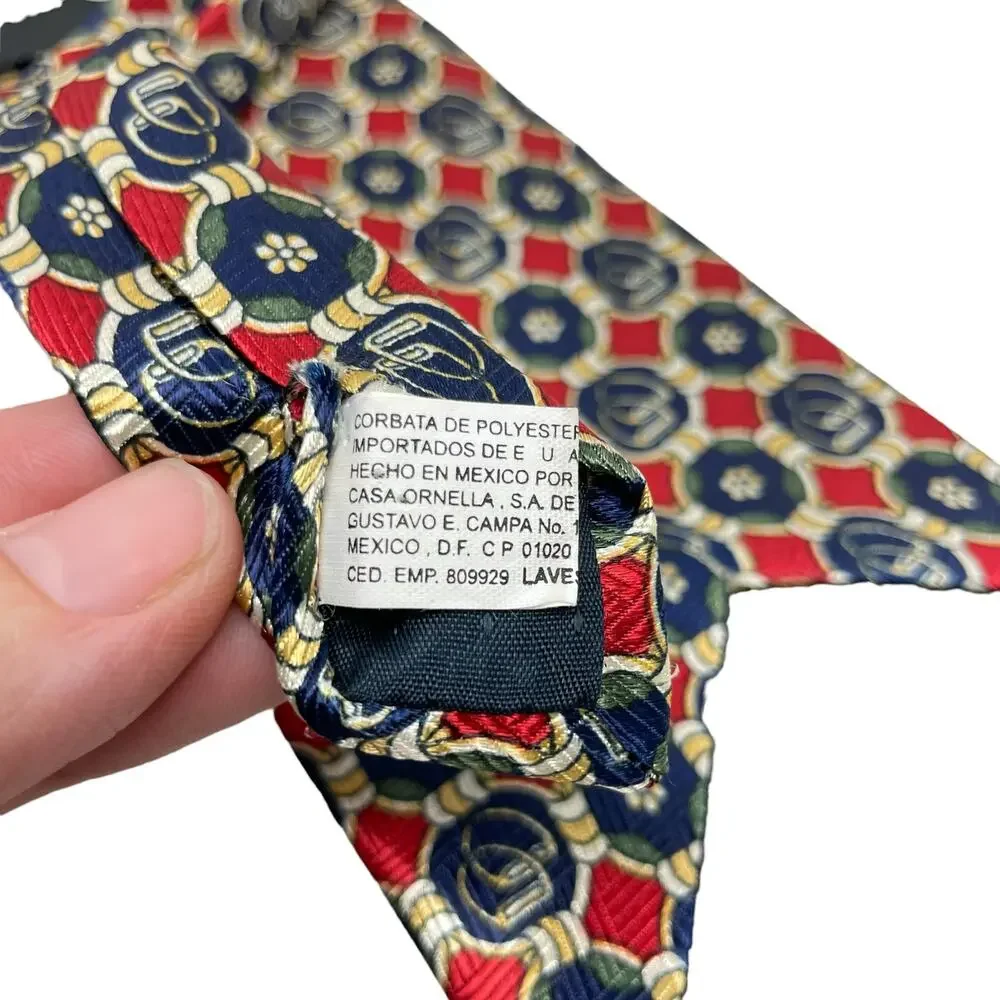 Pierre Cardin Paris Red Navy Print Men's Neck Tie Dad Office Career Staple